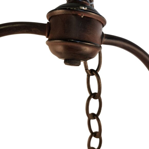 Hanging Lamp Frame With Ornate Detailing & Chain Fixture DIY Lighting Parts Or B - Picture 9 of 14